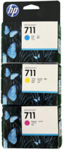 NEW OEM HP 711 Ink Cartridge Set OF 3 Colors 29-ML Cyan, Magenta, Yellow... - $65.00