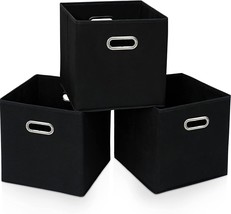 Black Fabric Storage Bins, Foldable Storage Bins Basket With Dual Handles Fabric - £32.04 GBP
