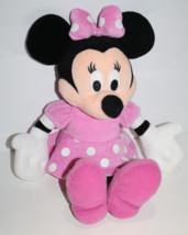 Disney Pink Dot Minnie Mouse 15&quot; Plush Soft Toy Stuffed Animal Sewn Eyes Lovey - £9.74 GBP