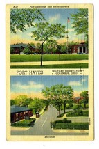 Fort Hayes Military Reservation Linen Postcard Columbus Ohio PX &amp; Entrance - £8.51 GBP
