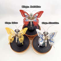 Metal Butterfly Model Steampunk Insect Music Box Night Light Birthday Present - £68.24 GBP