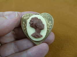 CA2-12 Rare African American LADY ivory + milk chocolate resin CAMEO Pin Pendant - £24.65 GBP