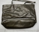 Coach Patent Leather Stitched C Tote Metallic Silver Purse E1093-F15142 - $23.10
