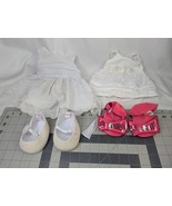 Build a Bear White Eyelet Dress Lot Pink Sandals Shoes Stuffed Animal Toy - $24.95