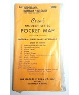 NOS Sealed 1950s Cram&#39;s Modern Series Pocket Map Yugoslavia Rumania Bulg... - $21.56 CAD