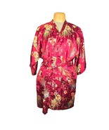 Solz Squirrel Womens Kimono Robe Asian Floral Embroidered Belted Red Lou... - $29.17