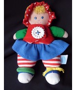 Vintage Eden Baby Doll Plush 10&quot; Button Red Green Blue Stuffed Toy - €33,30 EUR