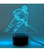Ice Hockey Night Light Lamp LED 3D Illusion Multicolor USB Batteries Tap... - $13.51 CAD