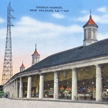 French Market Postcard Linen Vintage New Orleans Louisiana USA - £10.87 GBP