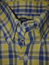NAUTICA MEN&#39;S SS BUTTON-DOWN COTTON WRINKLE RESISTANT SHIRT-M-WORN ONCE - $13.09