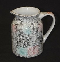 Guyroc Speckled Sponge Pitcher Multi-Color Ceramic Pottery w Abstract De... - $19.79