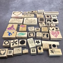 Stampin&#39; Up &amp; Others Mixed Lot of 48 Wood Mount Rubber Stamps-Ocean, Hea... - £16.93 GBP