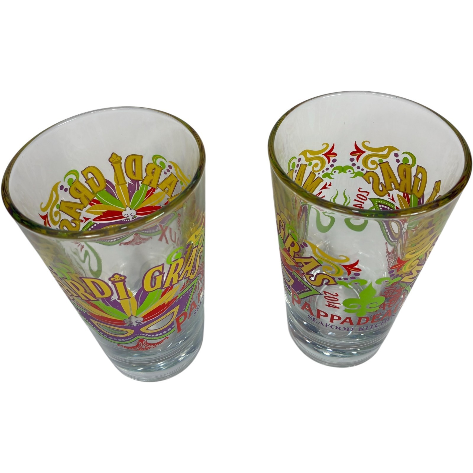 2 pcs Pappadeaux Seafood Kitchen Mardi Gras 2014 5-3/4" Glass Tumbler Item image 2