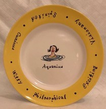 Pottery Barn What&#39;s Your Sign? &quot;Aquarius&quot; 8&quot; Collectible Salad Plate Yellow Rim - £8.78 GBP