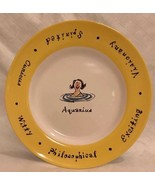 Pottery Barn WHAT'S YOUR SIGN? "AQUARIUS" 8" Collectible Salad Plate Yellow Rim - £8.75 GBP