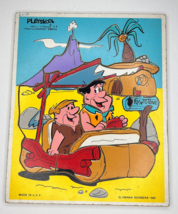 Vintage Playskool Flintstones Fred And Barney Arrive Wooden Puzzle 1980 - £10.19 GBP
