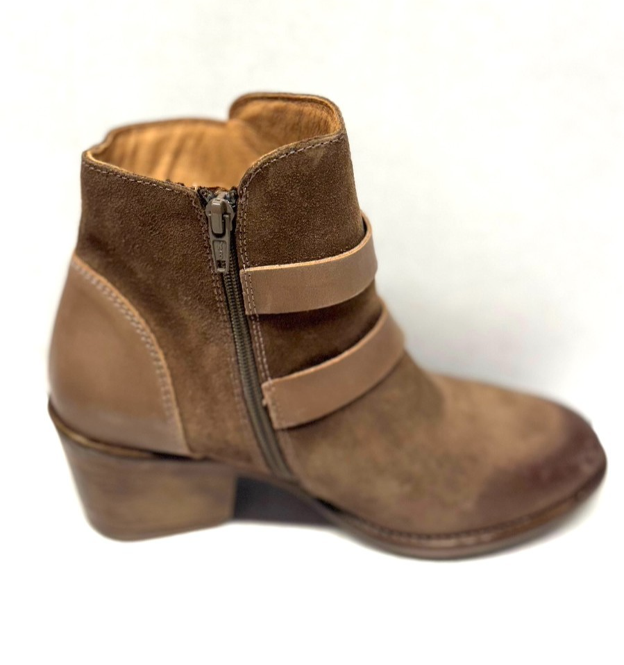 MIZ MOOZ LEATHER BUCKLE ANKLE BOOTIE SIDE ZIP TAUPE  37EU / 7US  # Z-16 Item image 3