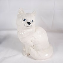  Persian White Cat Kitten Blue Eyes Ceramic Figurine  - £22.48 GBP