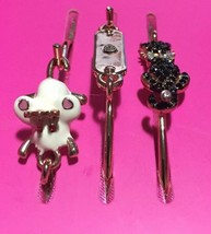 Betsey Johnson 3-Bracelet Set Enamel Crystal Accents Cat Mouse - £17.57 GBP