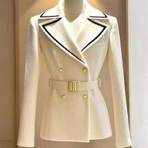 Elegant Women&#39;s Belted White Coat - $78.05