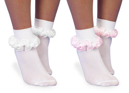 Jefferies Socks Girls Seamless Fancy Tutu Ruffle Lace Nylon Turn Cuff So... - £11.79 GBP