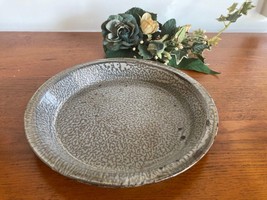 Vtg 9” Gray Splatter Graniteware Enamelware Pie Pan Plate Primitive Camping - $12.30