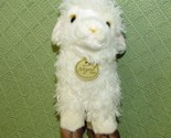 MIYONI TOTS SHEEP PLUSH LOVELY LAMB 8&quot; BABY STUFFED ANIMAL CREAM w/LEATH... - $7.20
