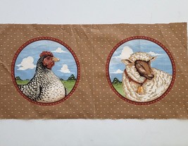 Sheep Chicken Quilting Craft Sewing Panel 9&quot; x 17.5&quot; Cranston Screen Print Vtg. - £5.92 GBP