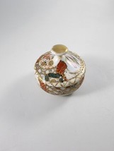 Vtg Cloisonne Scenic Enamel Round Brass Trinket Box w Lid  Small Face in Design - £19.49 GBP