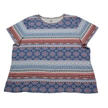 Croft Barrow Shirt Womens 1X Multicolor Short Sleeve Batik Round Neck Co... - £17.88 GBP