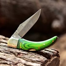 Custom Handmade Damascus Steel Foldable Blade Pocket Knife Lock-back - $23.72