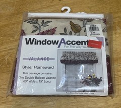 Vtg Ames Store Double Balloon Valance Homeward Floral Garden Maroon 60x15&quot; - €12,96 EUR