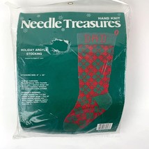 Needle Treasures Knitted Argyle Adult Christmas Stocking Kit 85603 Red, ... - $34.29
