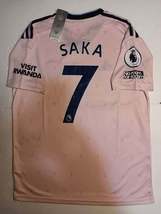 Bukayo Saka #7 Arsenal FC EPL Stadium Pink Third Soccer Jersey 2022-2023 - £70.79 GBP