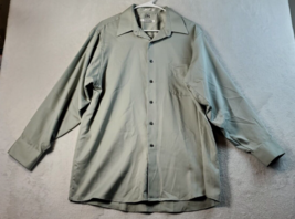 Geoffrey Beene Shirt Men Large Green Cotton Long Sleeve Collared Button Down - $12.99
