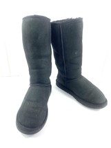 Ugg Australia Boots Women 7 M Classic Tall II Shoes Black Suede Sheepski... - $19.62