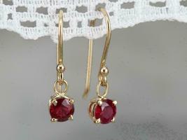 2Ct Round Cut Diamond Red Garnet Drop/Dangle Hook Earrings 14K Yellow Gold Over - £90.48 GBP