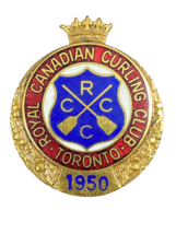 Curling Curlers Royal Canadian Curling Club sport Toronto Medal Pin Rare 1950 - £19.54 GBP