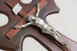 ⭐ large antique French crucifix ,holy water font,19 th century ⭐ - $54.45