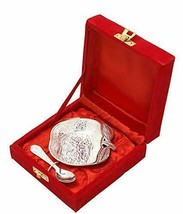 Bowl Silver Plated Apple Shaped Bowl Set with Spoon Diwali,Christmas gift desert - £66.95 GBP