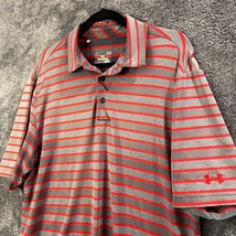 Under Armour Heatgear Polo Mens Large Red Striped Loose Performance Ligh... - $12.99