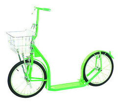 16&quot; AMISH KICK SCOOTER NEON GREEN  Foot Bike w/ Basket Handbrake MADE in... - £260.17 GBP