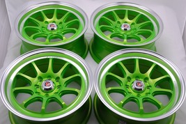 New DDR Roar 15x7 4x100/114.3 30mm Green Polished Lip 15" Wheels Rims (S... - $639.00