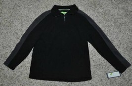 Boys Shirt Fleece Polo Tek Gear Black Pullover Zip Neck Long Sleeve Shirt-size 8 - £10.95 GBP