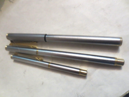 Vintage HiTech Italy Fountain Pen 3 piece set Pens Pencil Chrome Gold Trim - £14.53 GBP
