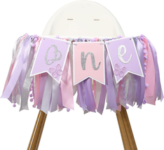 Butterfly Highchair Banner - Pink Purple Butterfly 1St Birthday Decorati... - £20.46 GBP