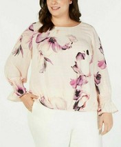 Alfani Womens Plus Size Fresh Petal Floral Tuck Front Pleated Blouse 0X - £12.58 GBP