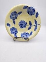 Vtg Emerald Collection Yellow Bowl With Blue Flowers - £13.02 GBP