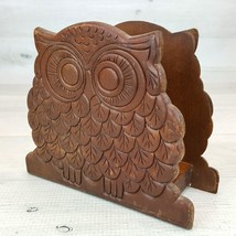 Vintage Wood Carved Doubled Sided Owl Napkin Holder 5 x 6&quot; Table Decor - £14.97 GBP