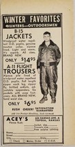 1949 Print Ad Acey&#39;s Topeka,Kansas B-15 Jackets &amp; A-11 Flight Trousers - $9.88